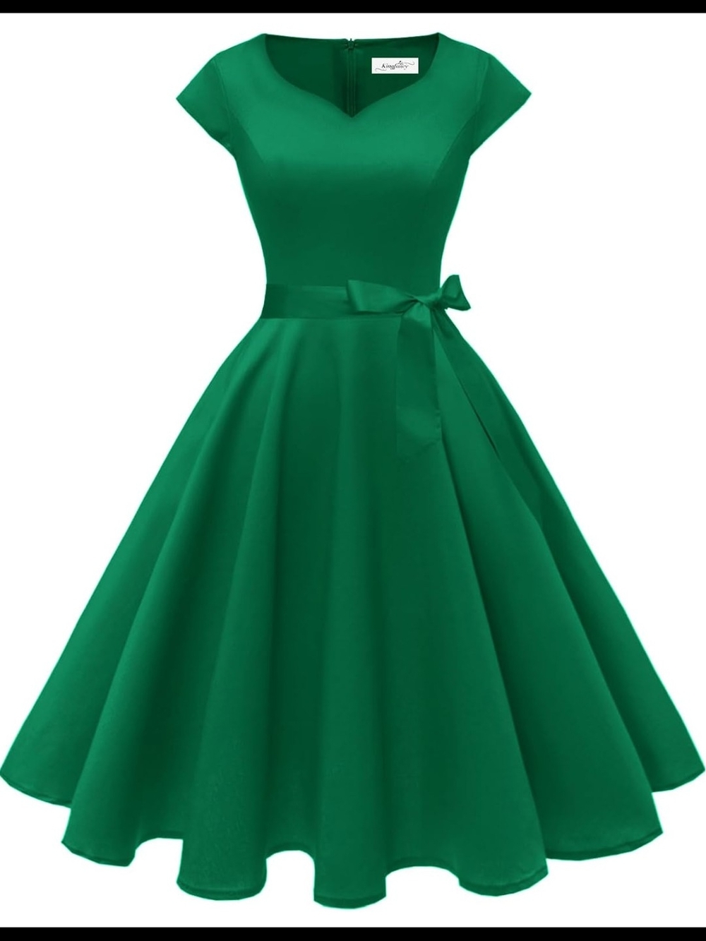 2 Kingfancy Women Vintage 1950s Retro Cocktail Party Swing Dresses w Cap Sleeve